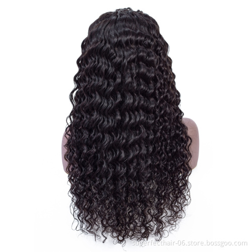 Superfect Wholesale price 150% 180%Virgin Remy Hair Lace Front Wigs Deep Wave Closure Frontal Wig Brazilian Hair